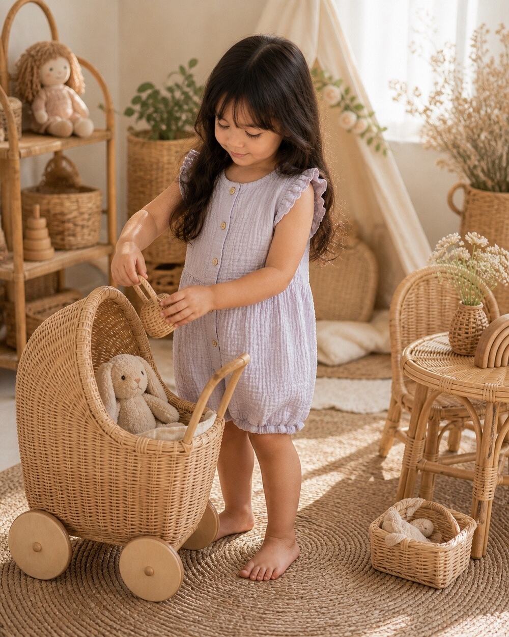 Simple Days Minimalist Gauzy Muslin Romper Playsuit 4T